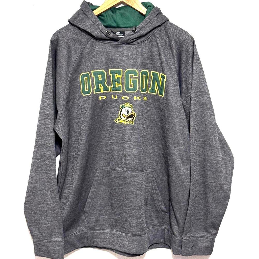 Oregon Ducks Men's Hoodie XL Embroidered UO Grey Green Colosseum Logo Sweatshirt